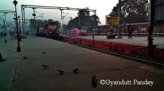 सवेरे अपने डिब्बे से बाहर यह दृष्य दिखा। 