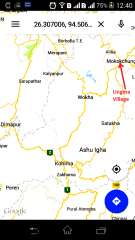 उंग्मा गांव। दीमापुर, कोहिमा और मोकोकशुंग गूगल मैप में। 