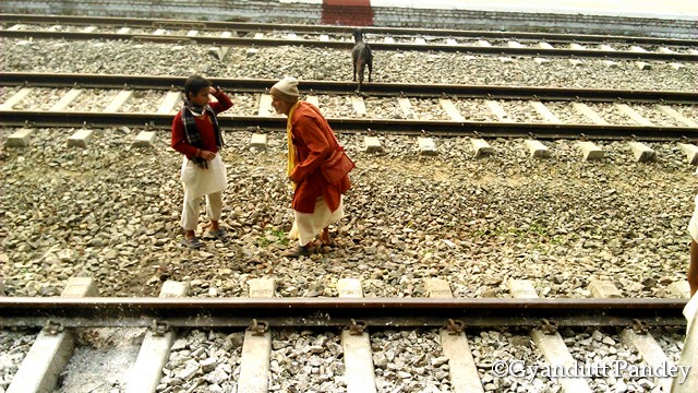 पटरी से पैकेट उठाया उन्होने। बकरी अलग चली गयी। स्वच्छ भारत! 