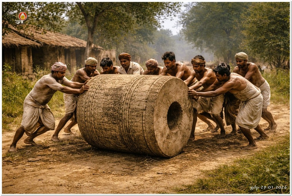 Sugar cane kolhu pushing