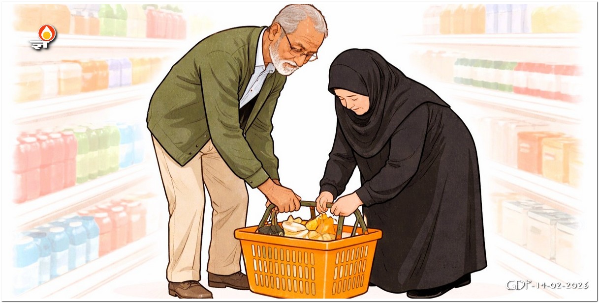 सुपर मार्केट में मुस्लिम दंपति हेडर