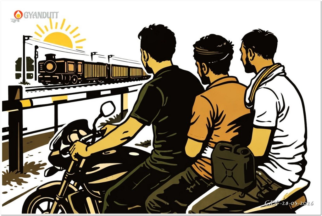 लेवल क्रासिंग पर नेपाल की बात करते नौजवान 